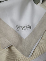 Quadrato  in lino con fascia in lino