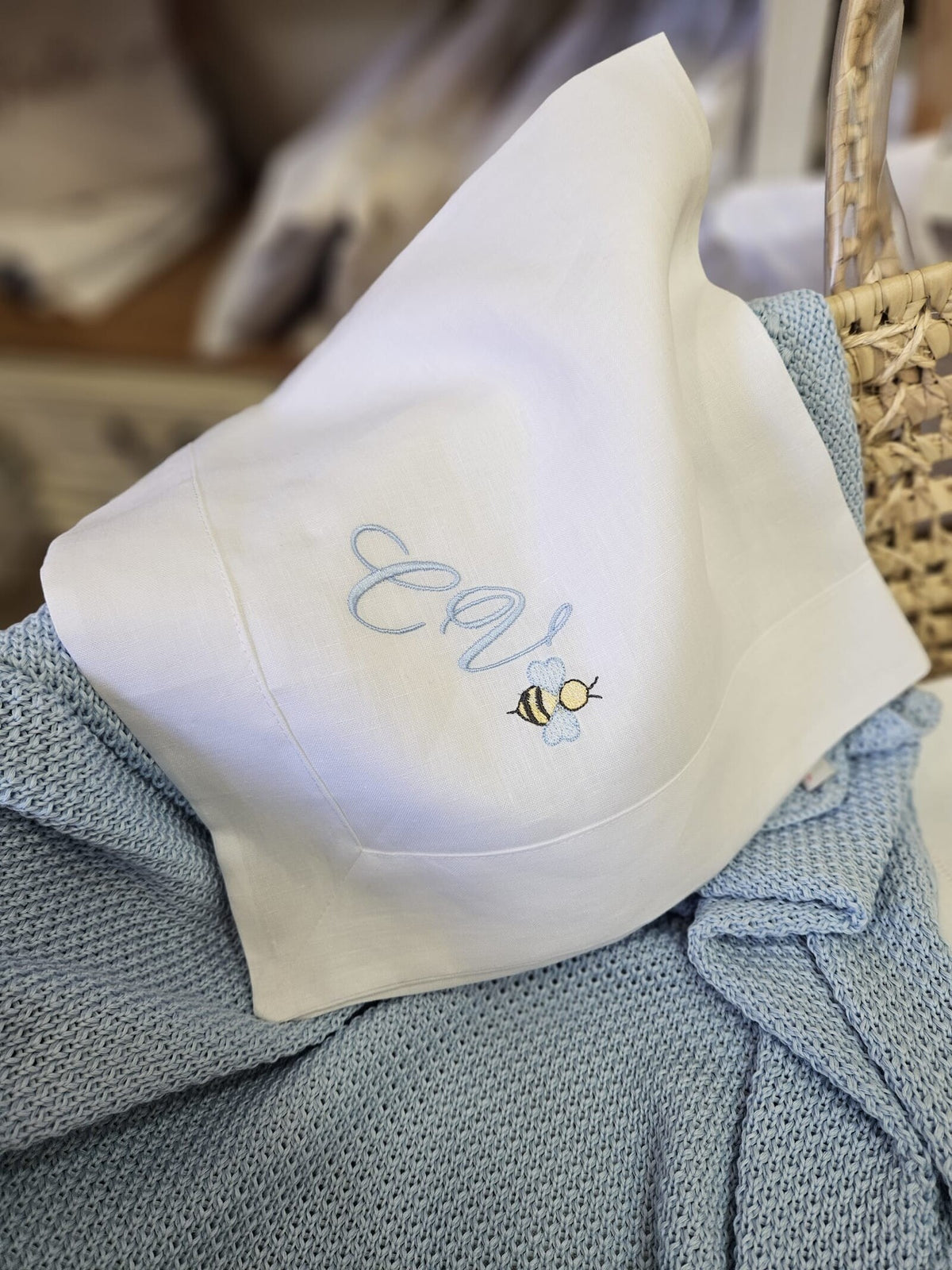 Quadrato  in lino con fascia in lino