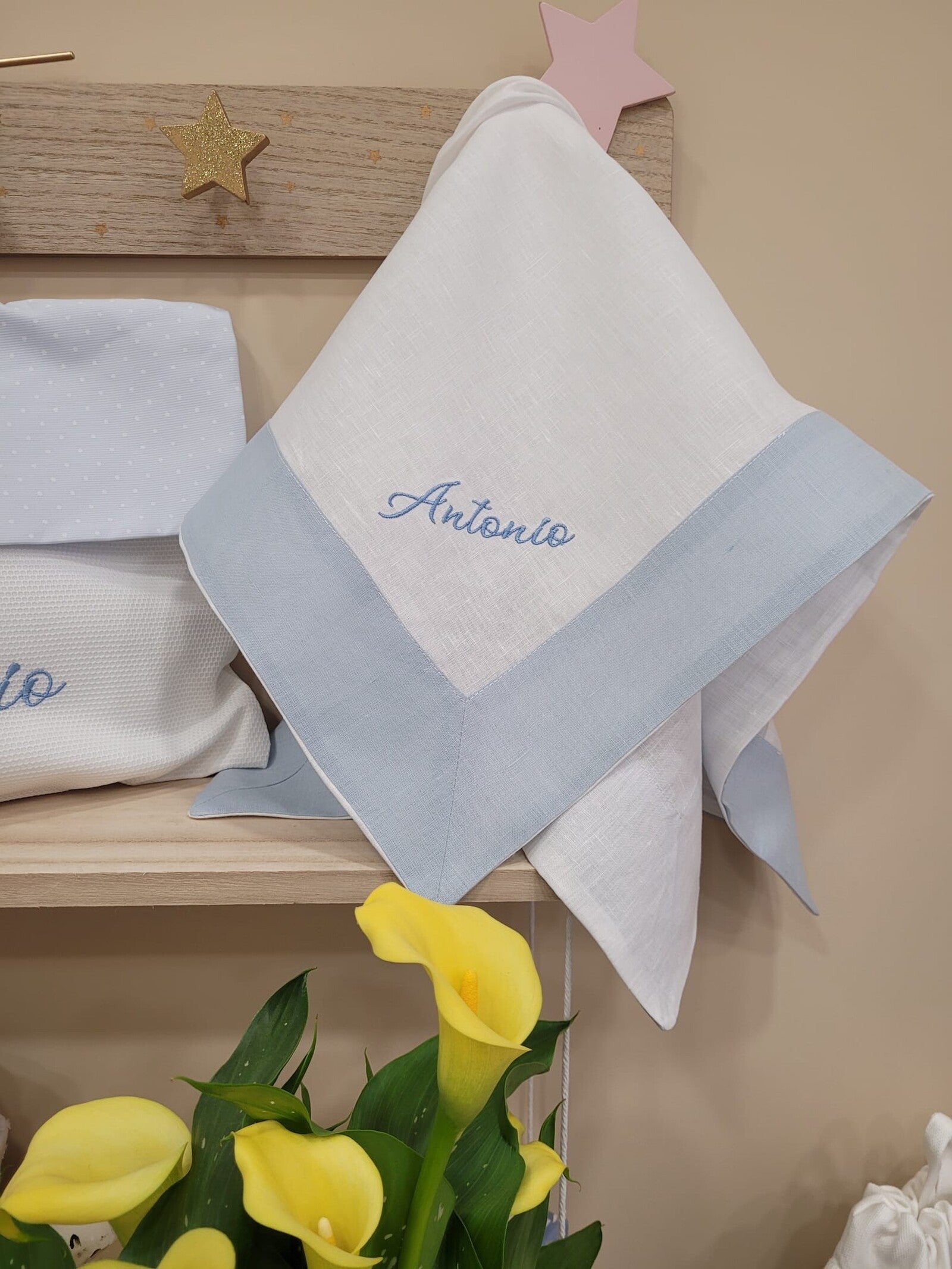 Quadrato  in lino con fascia in lino