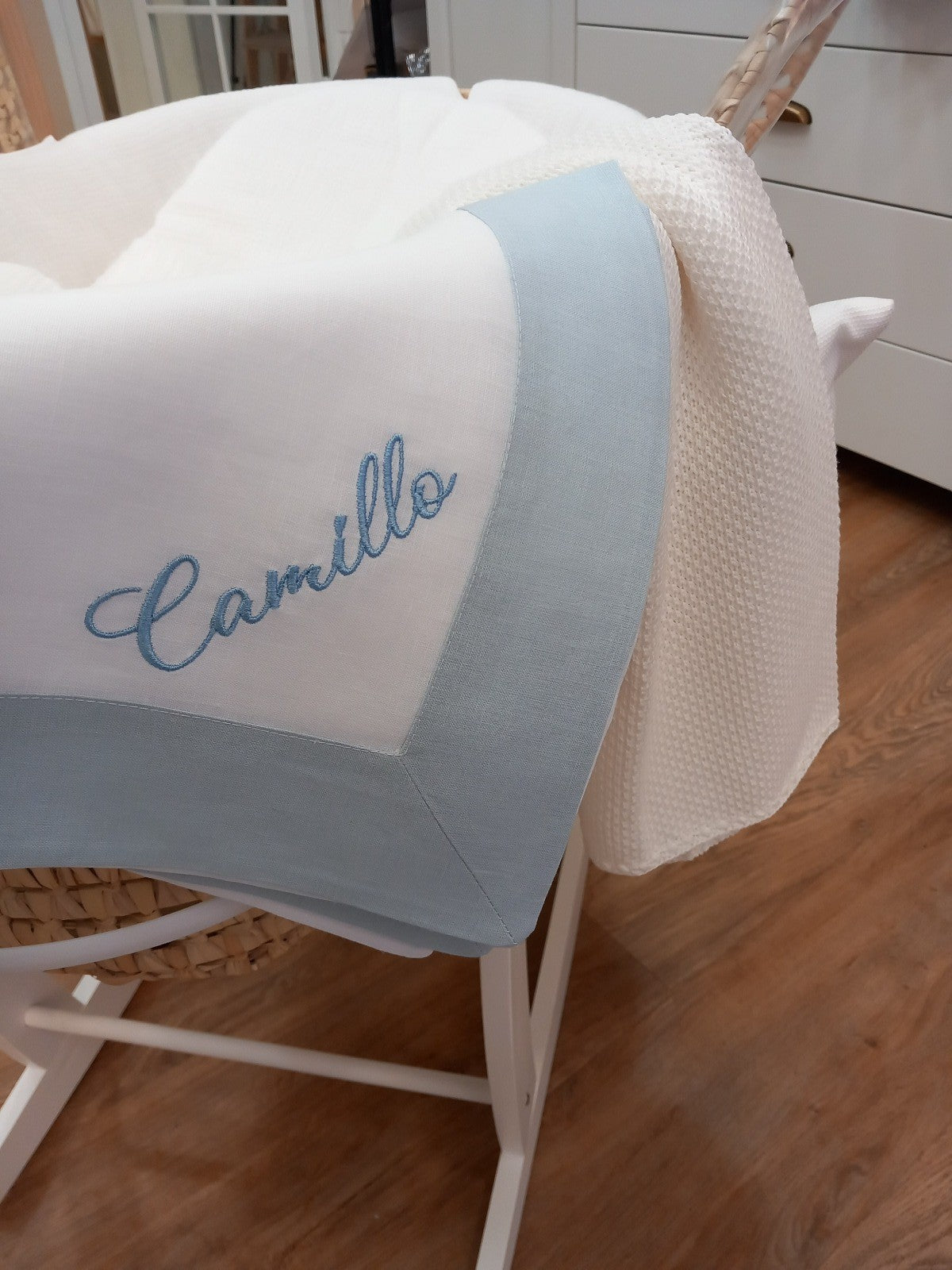 Quadrato  in lino con fascia in lino