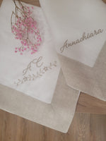 Quadrato  in lino con fascia in lino