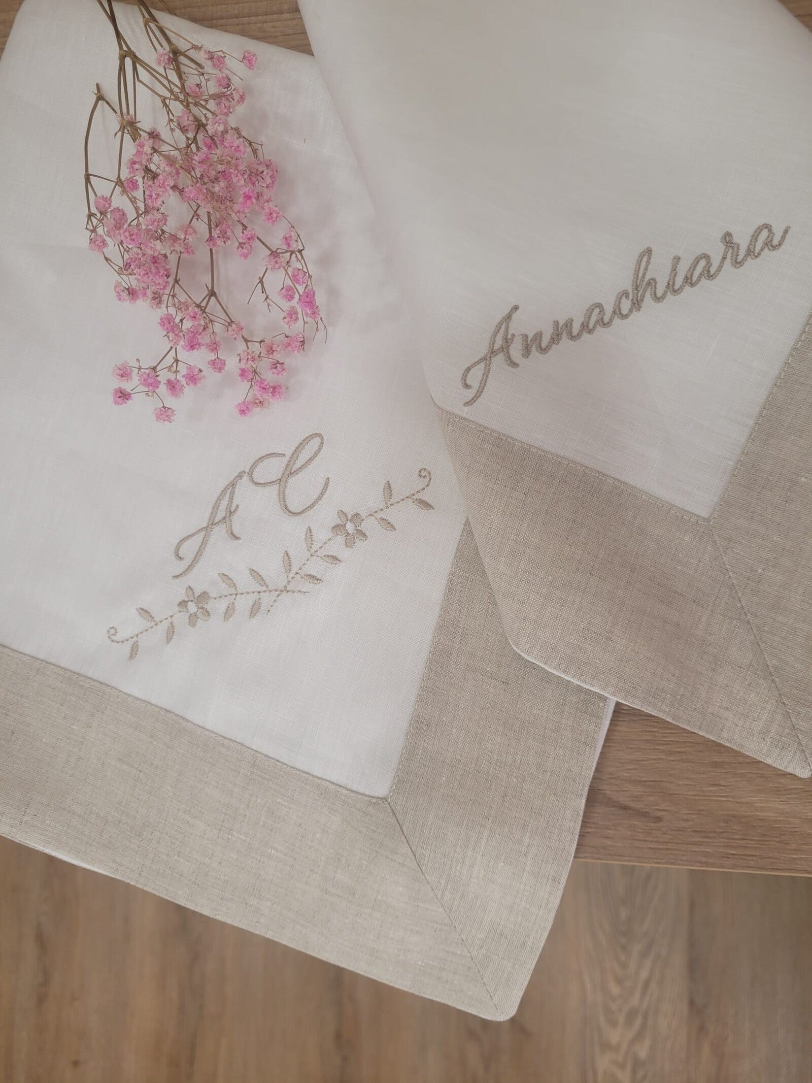 Quadrato  in lino con fascia in lino