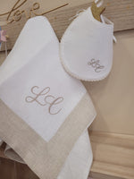 Quadrato  in lino con fascia in lino