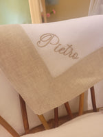 Quadrato  in lino con fascia in lino