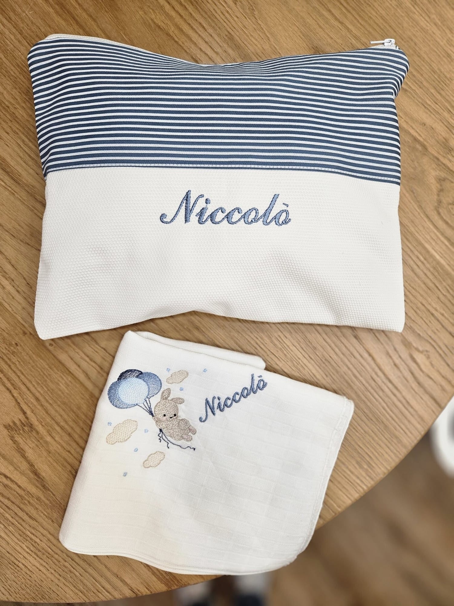 Coordinato per il cambio, borsello e quadrato