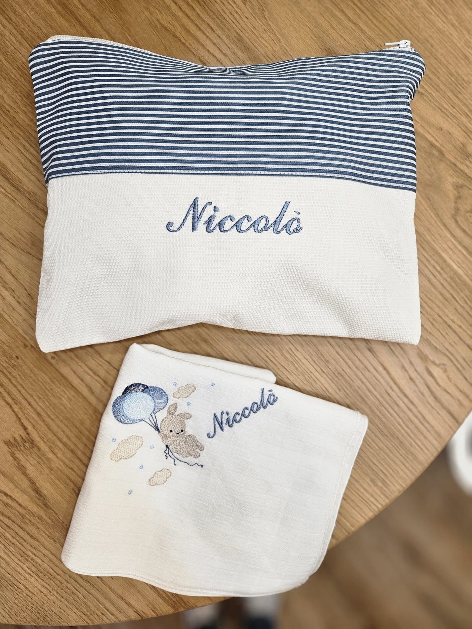 Coordinato per il cambio, borsello e quadrato