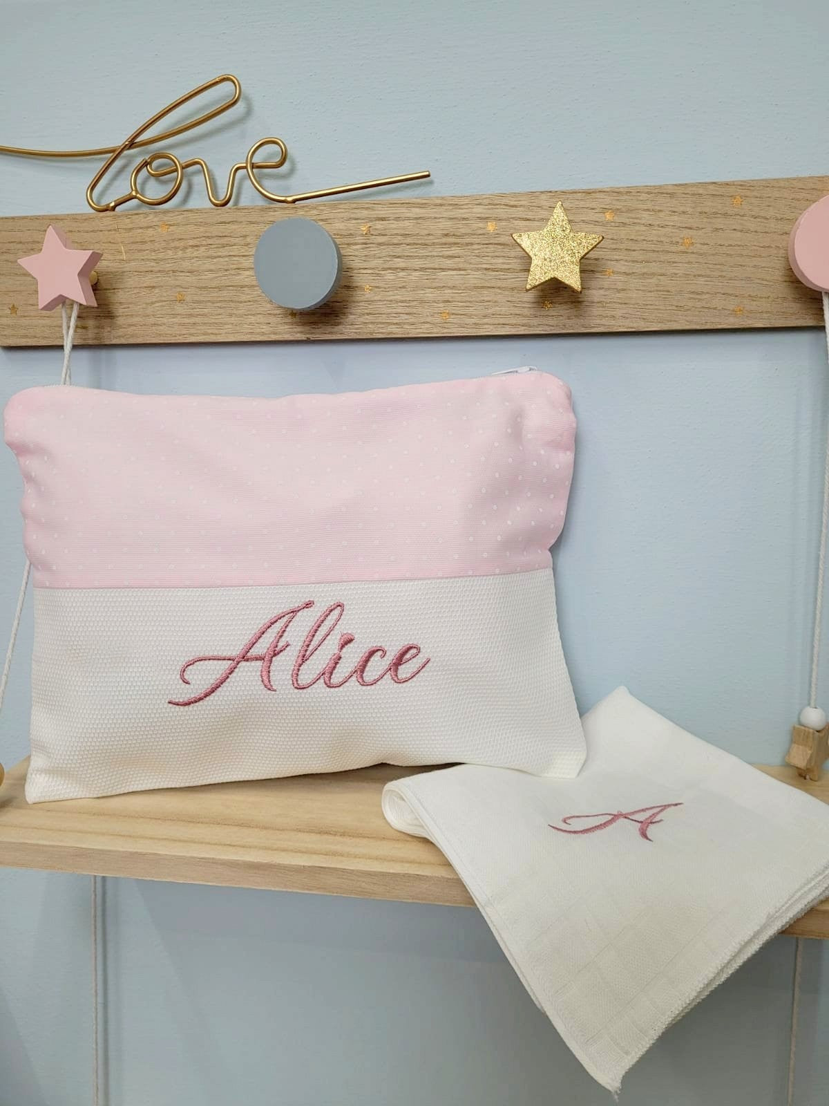 Coordinato per il cambio, borsello e quadrato