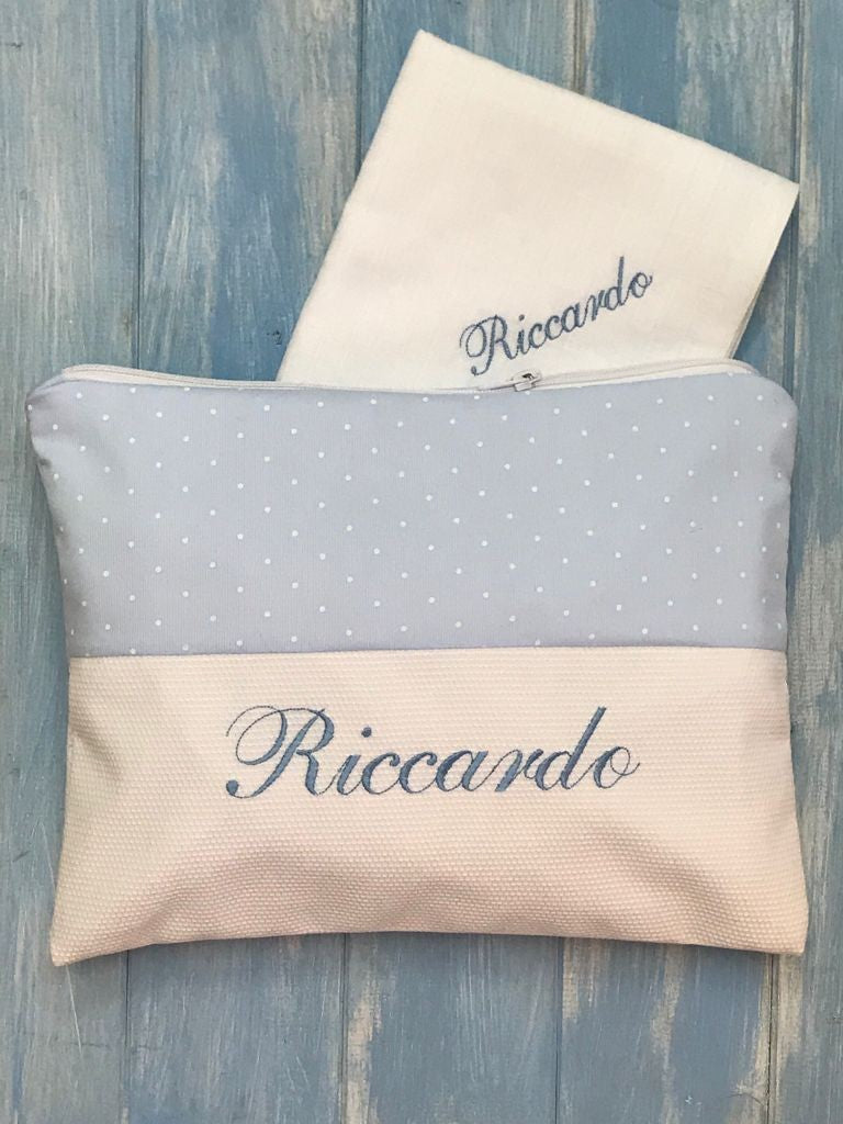 Coordinato per il cambio, borsello e quadrato