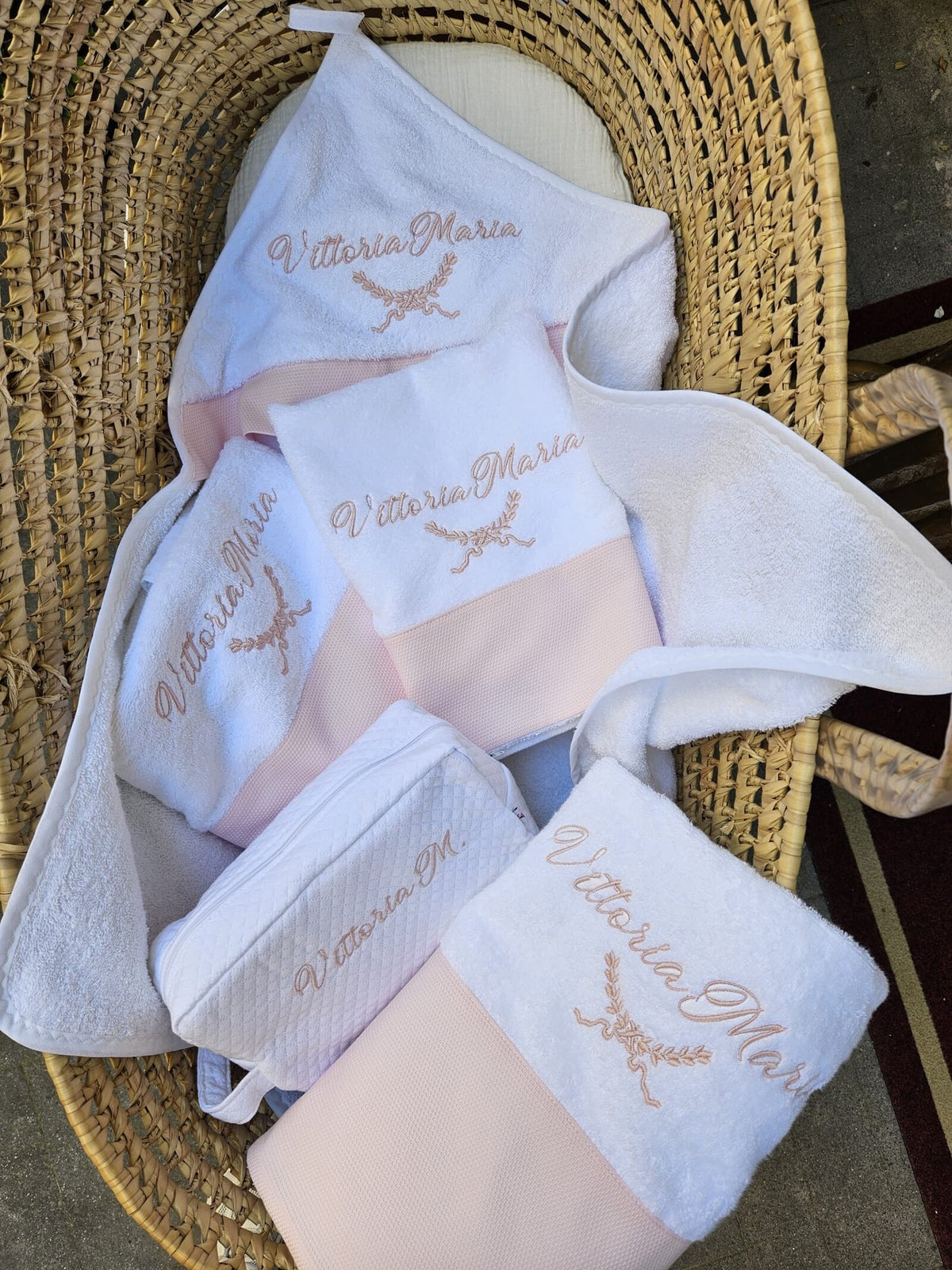 Coordinato bagno Baby love in spugna di cotone