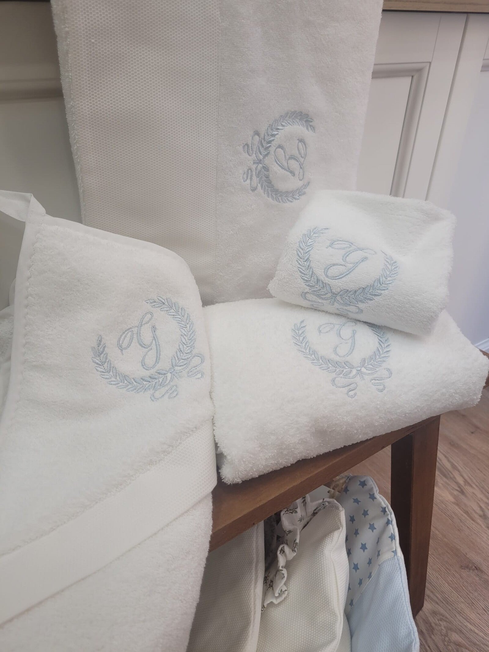 Coordinato bagno Baby love in spugna di cotone