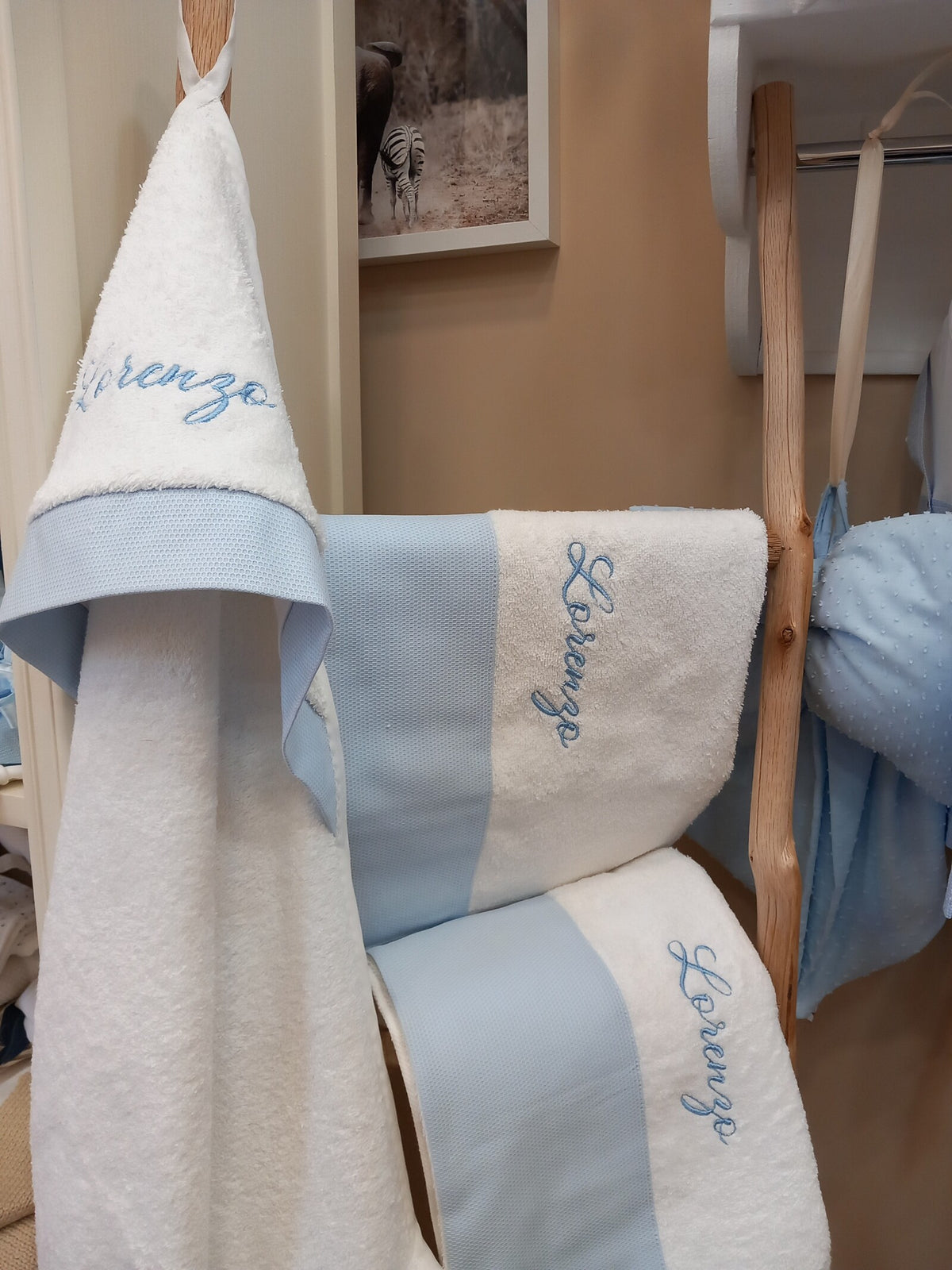 Coordinato bagno Baby love in spugna di cotone