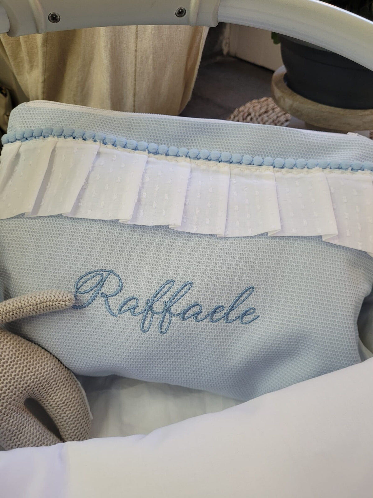 Borsello baby love con rouche in plumetis