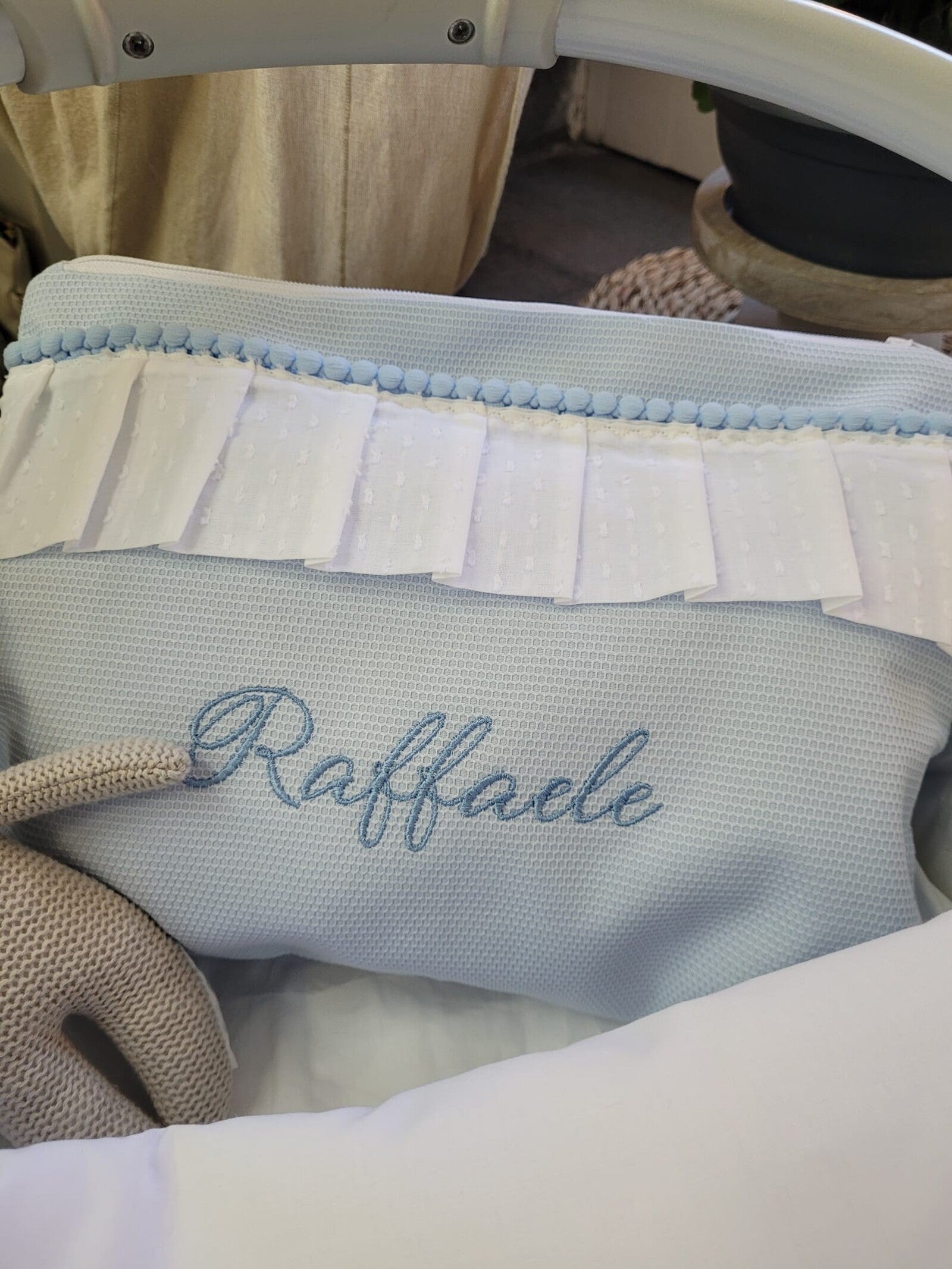 Borsello baby love con rouche in plumetis