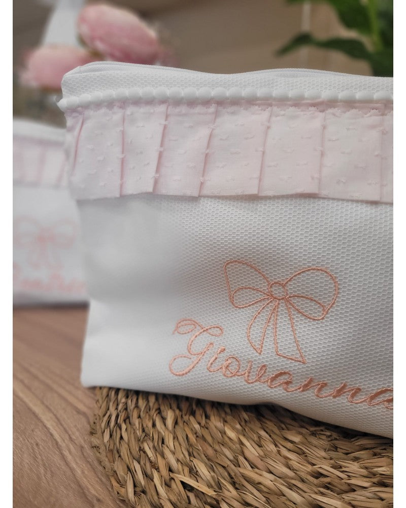 Borsello baby love con rouche in plumetis