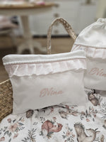 Borsello baby love con rouche in plumetis