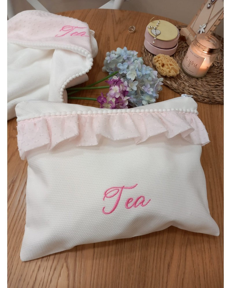 Borsello baby love con rouche in plumetis