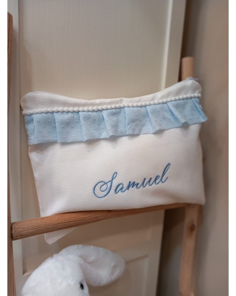 Borsello baby love con rouche in plumetis