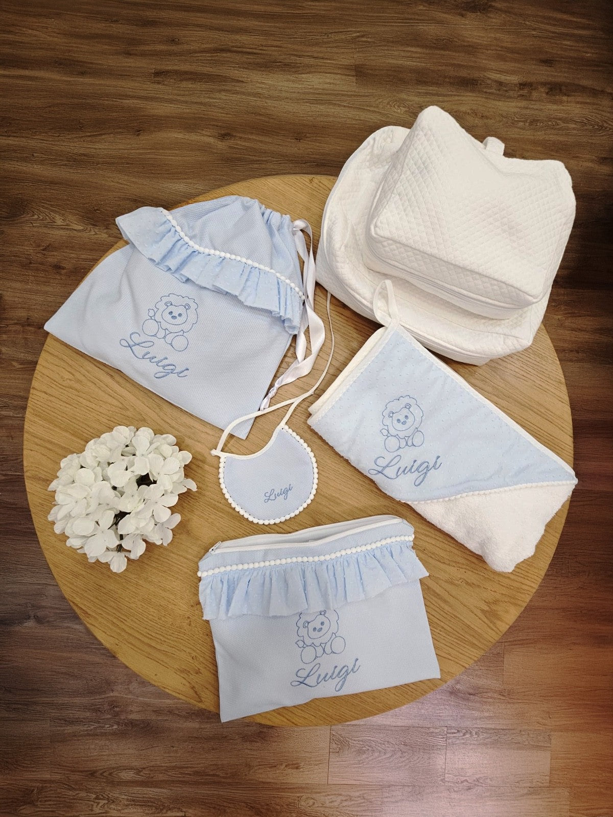 Borsello baby love con rouche in plumetis