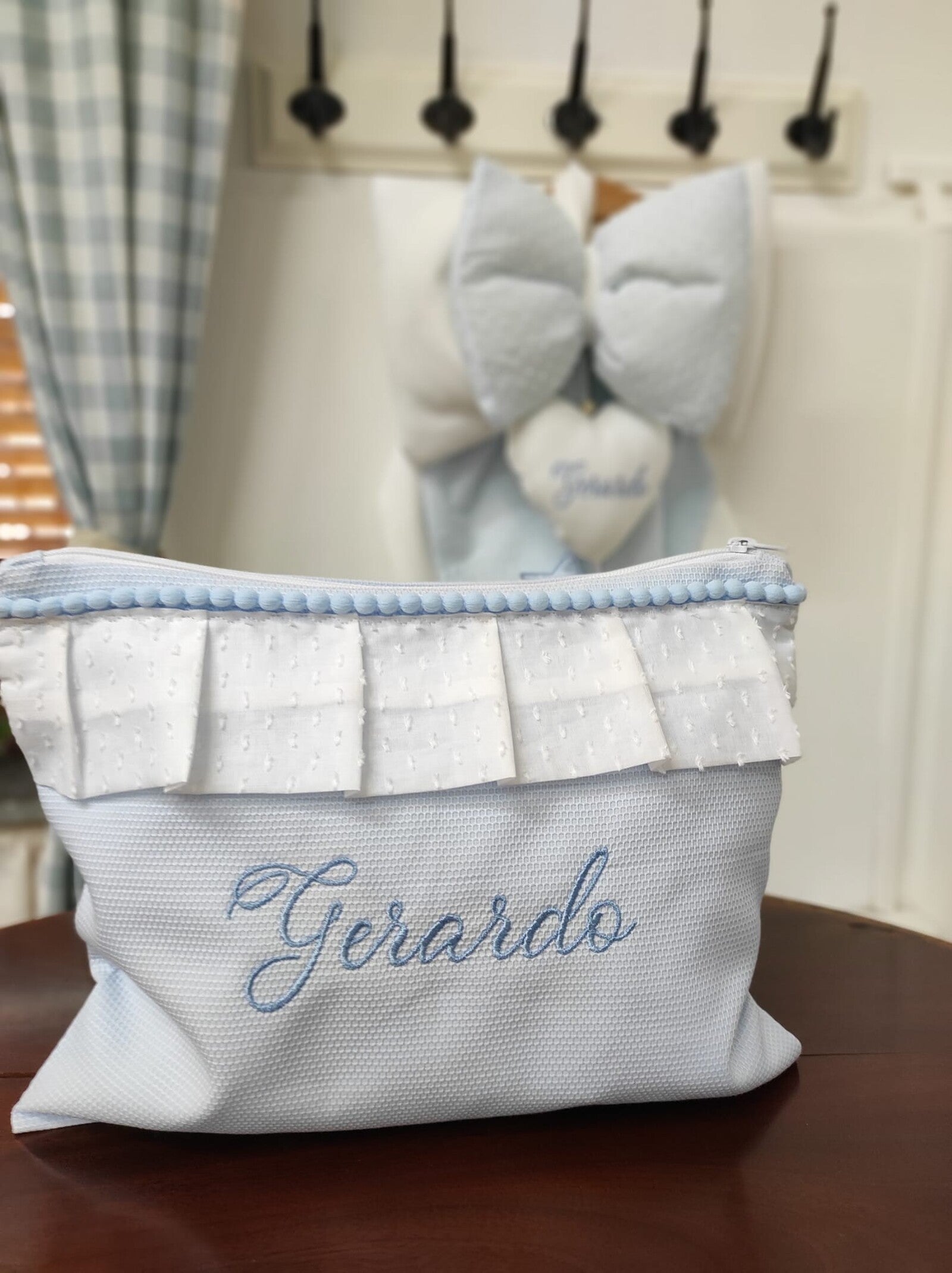 Borsello baby love con rouche in plumetis