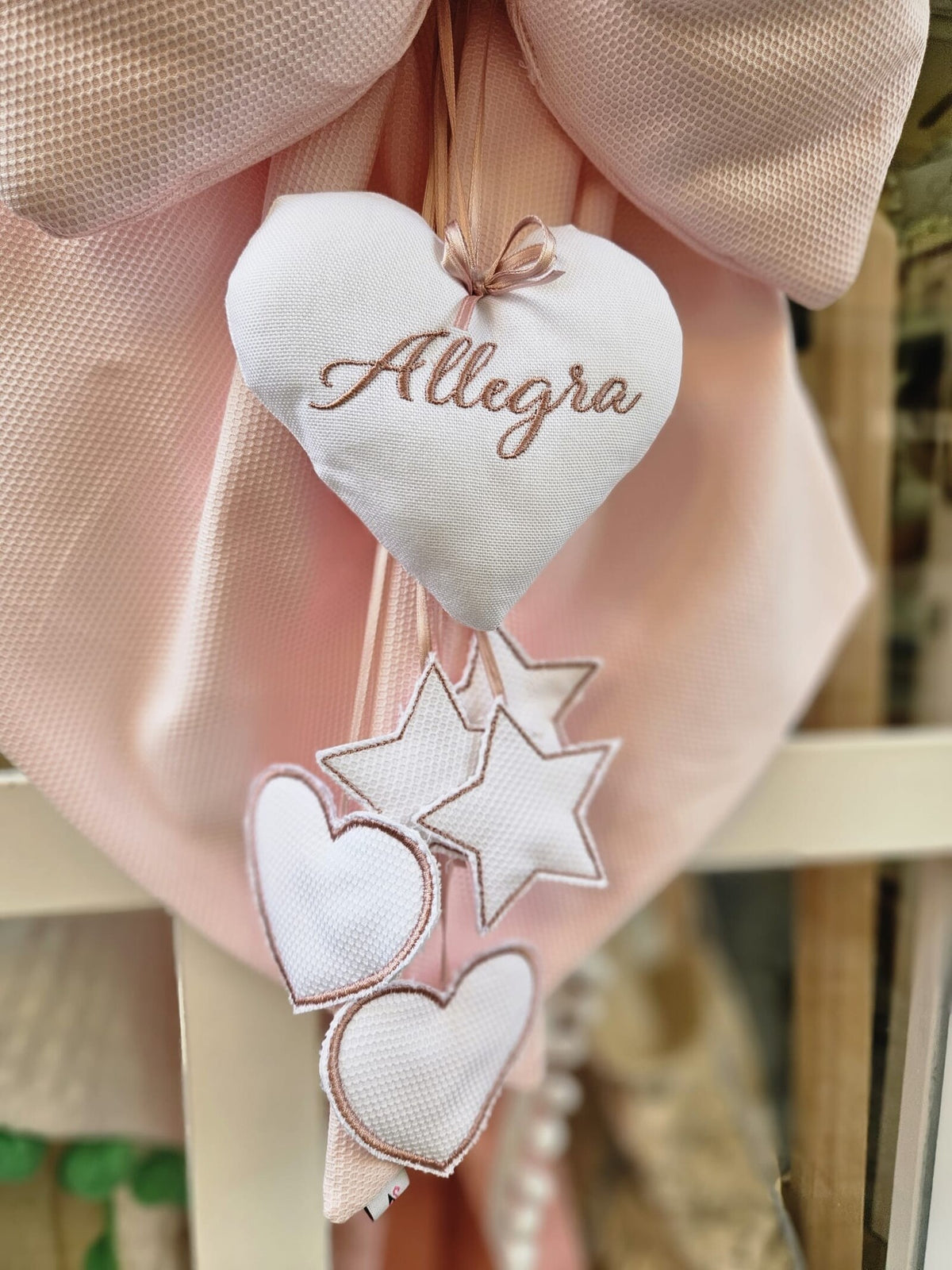 Fiocco nascita Baby Love con pendenti