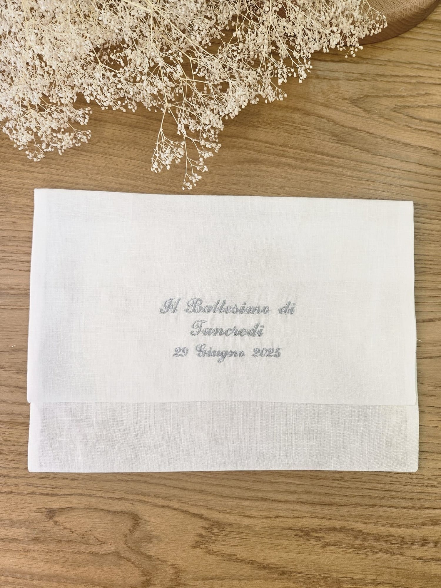 Pochette in lino Il mio Battesimo