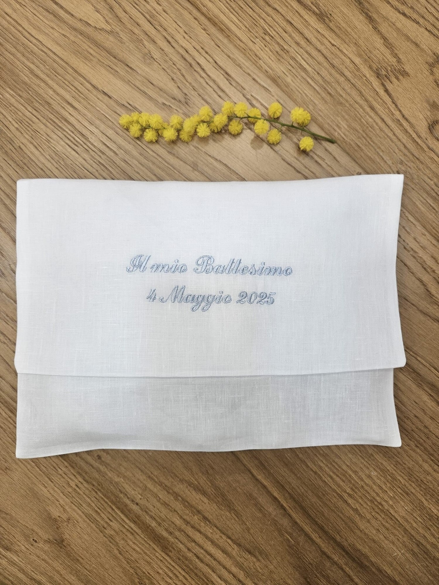 Pochette in lino Il mio Battesimo