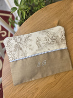 Borsello Toile de Jouy con pon pon