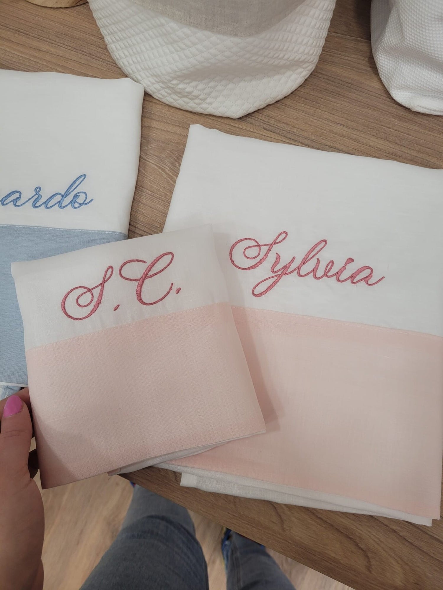 Coppia di Asciugamani in lino con fascia