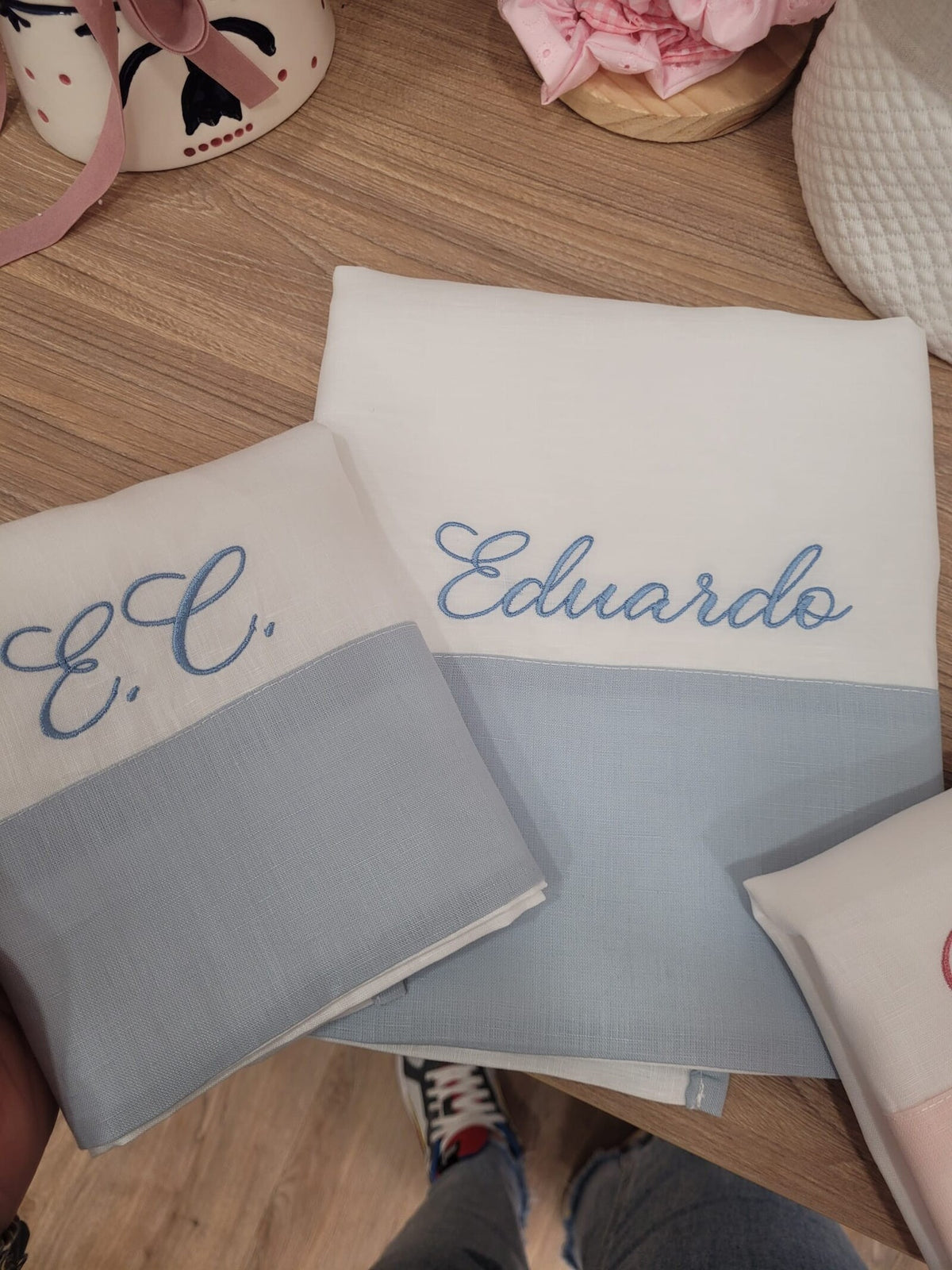 Coppia di Asciugamani in lino con fascia