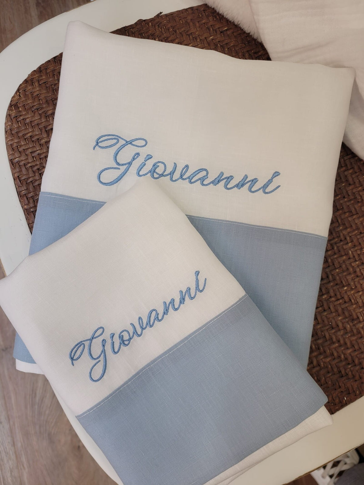 Coppia di Asciugamani in lino con fascia