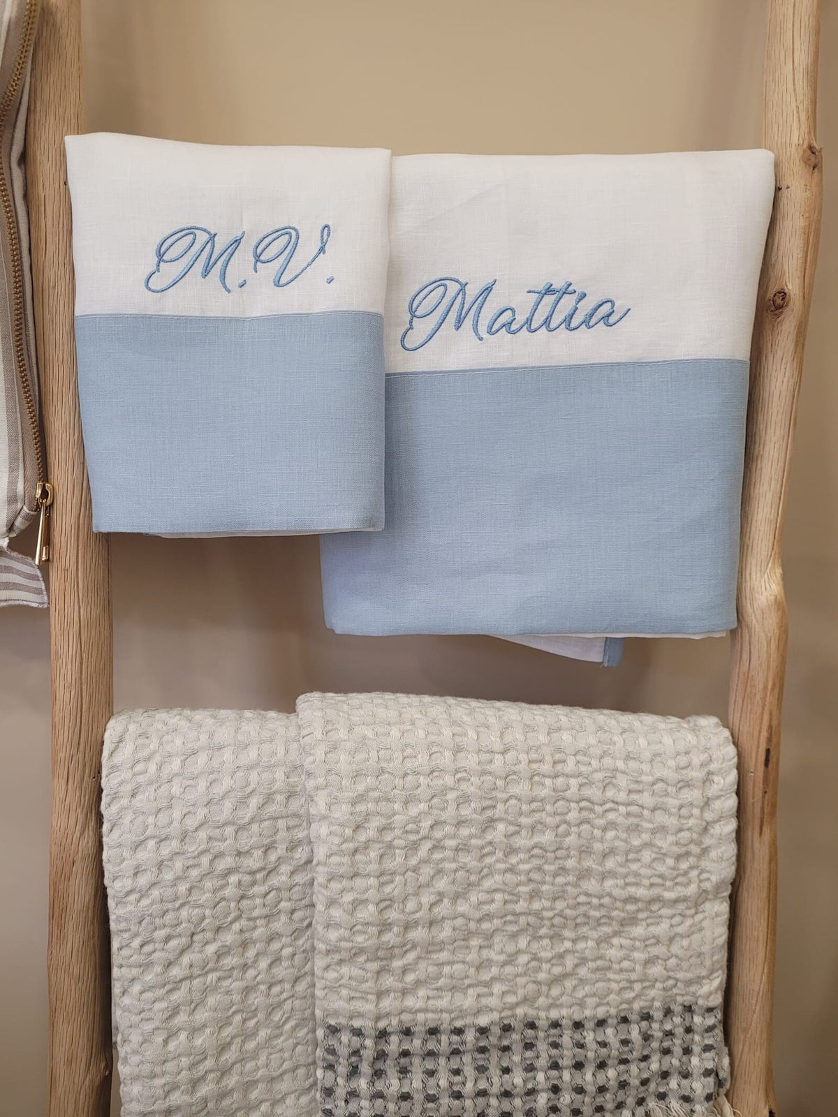 Coppia di Asciugamani in lino con fascia