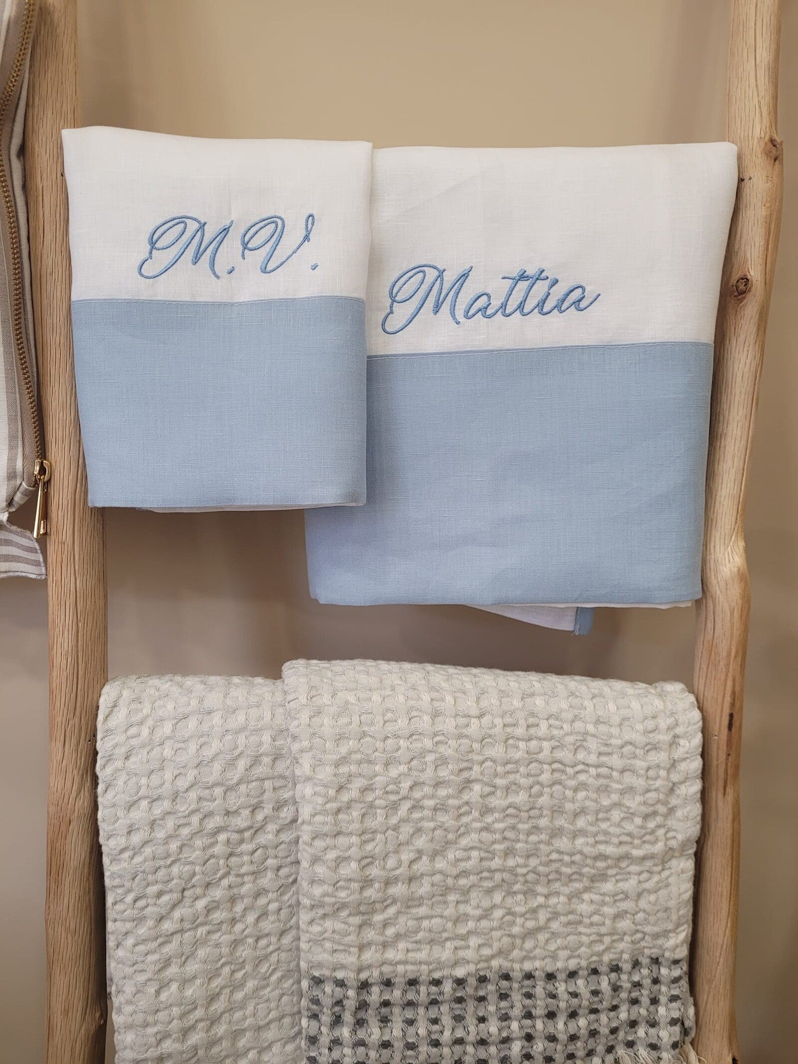 Coppia di Asciugamani in lino con fascia