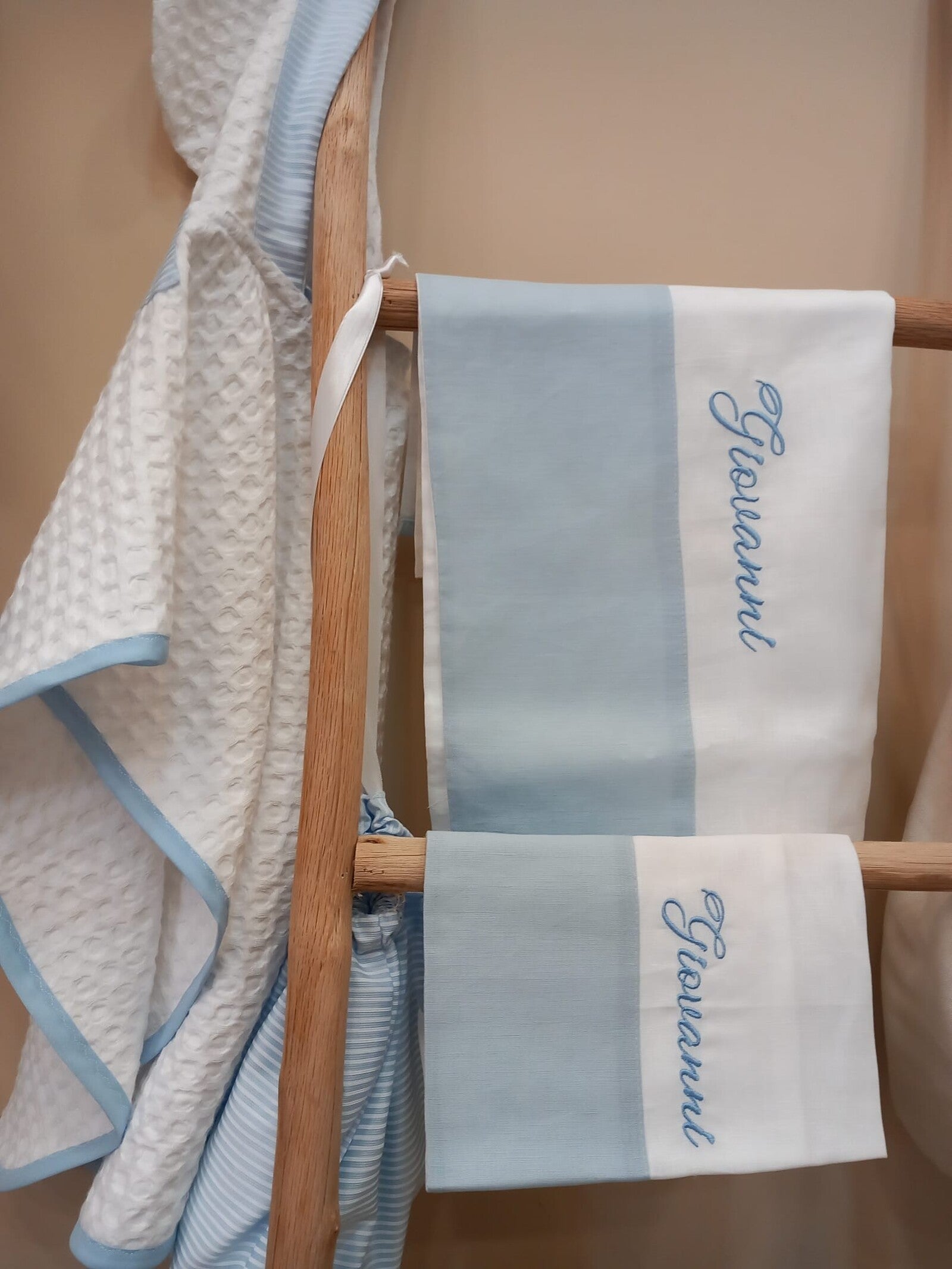 Coppia di Asciugamani in lino con fascia