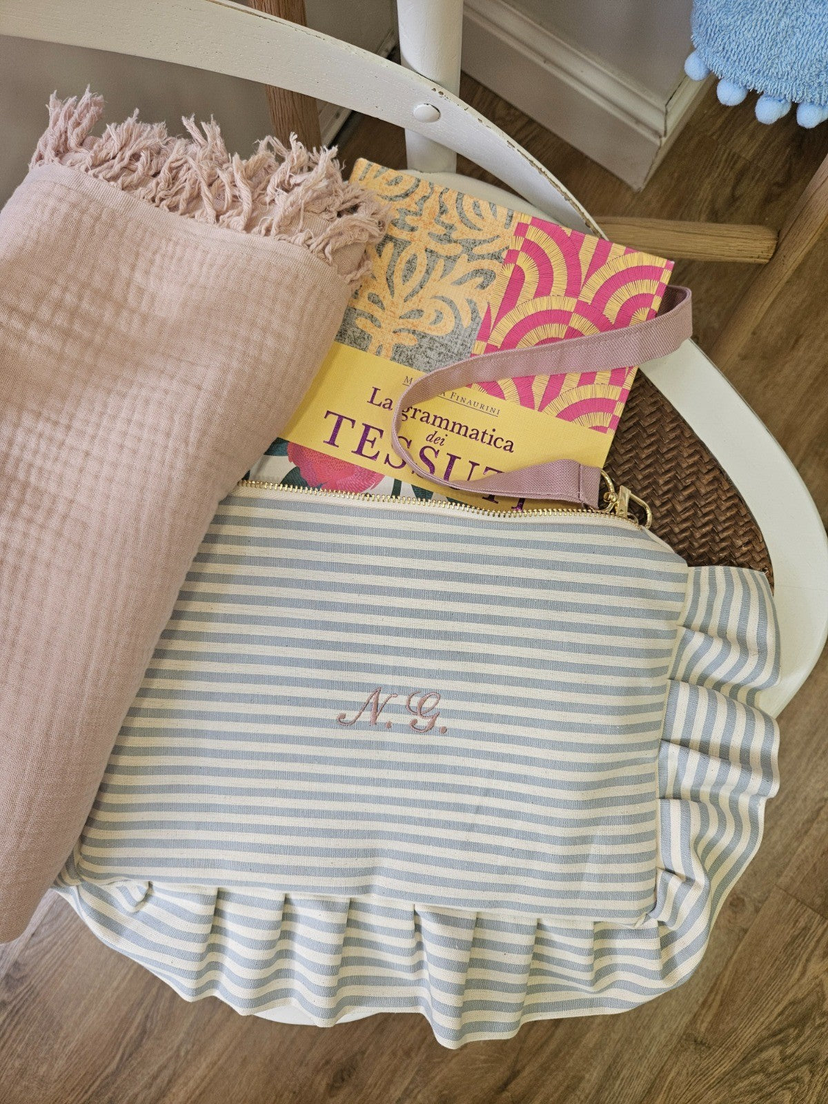 Borsello Navy con rouche