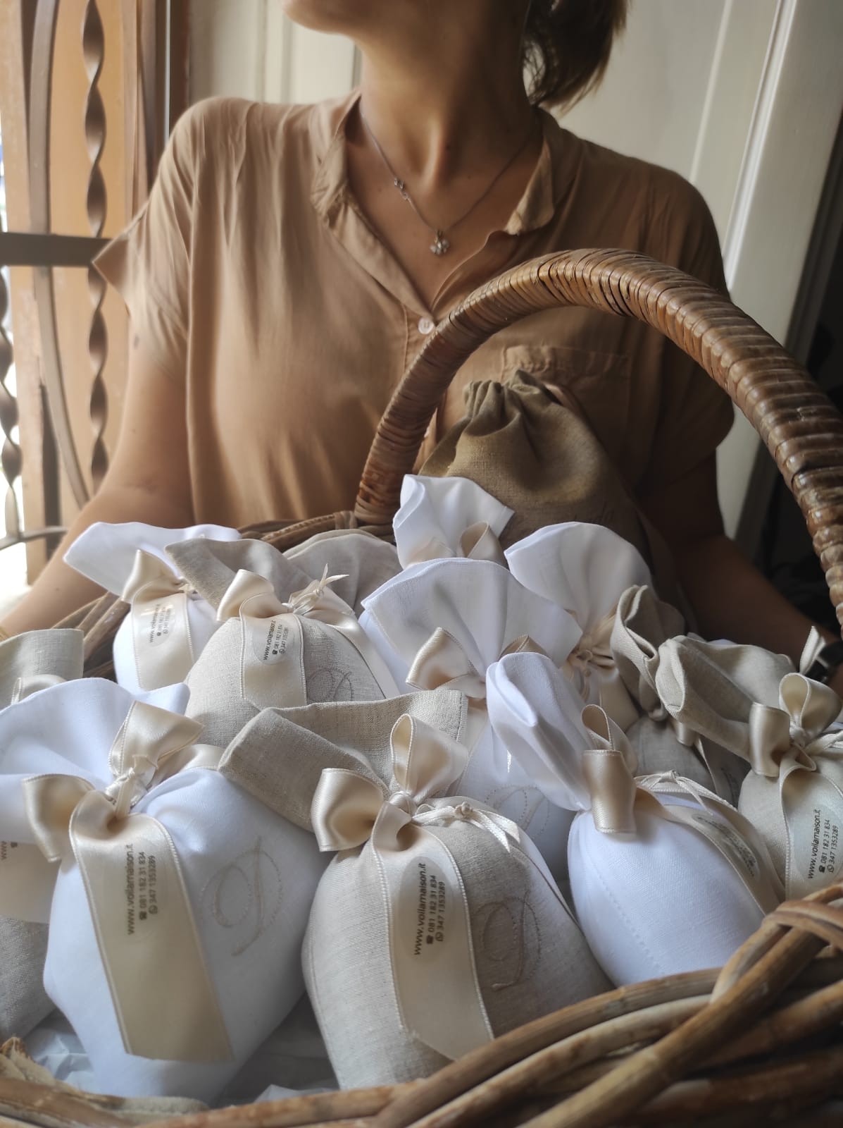 Sacchetto portaconfetti in lino