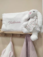 Coordinato da bagnetto in spugna, accappatoio e borsello