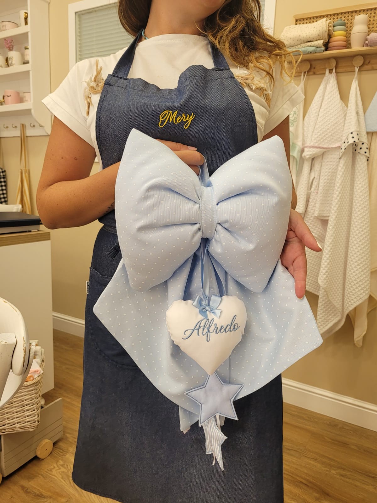 Fiocco Nascita Basic con stelle pendenti