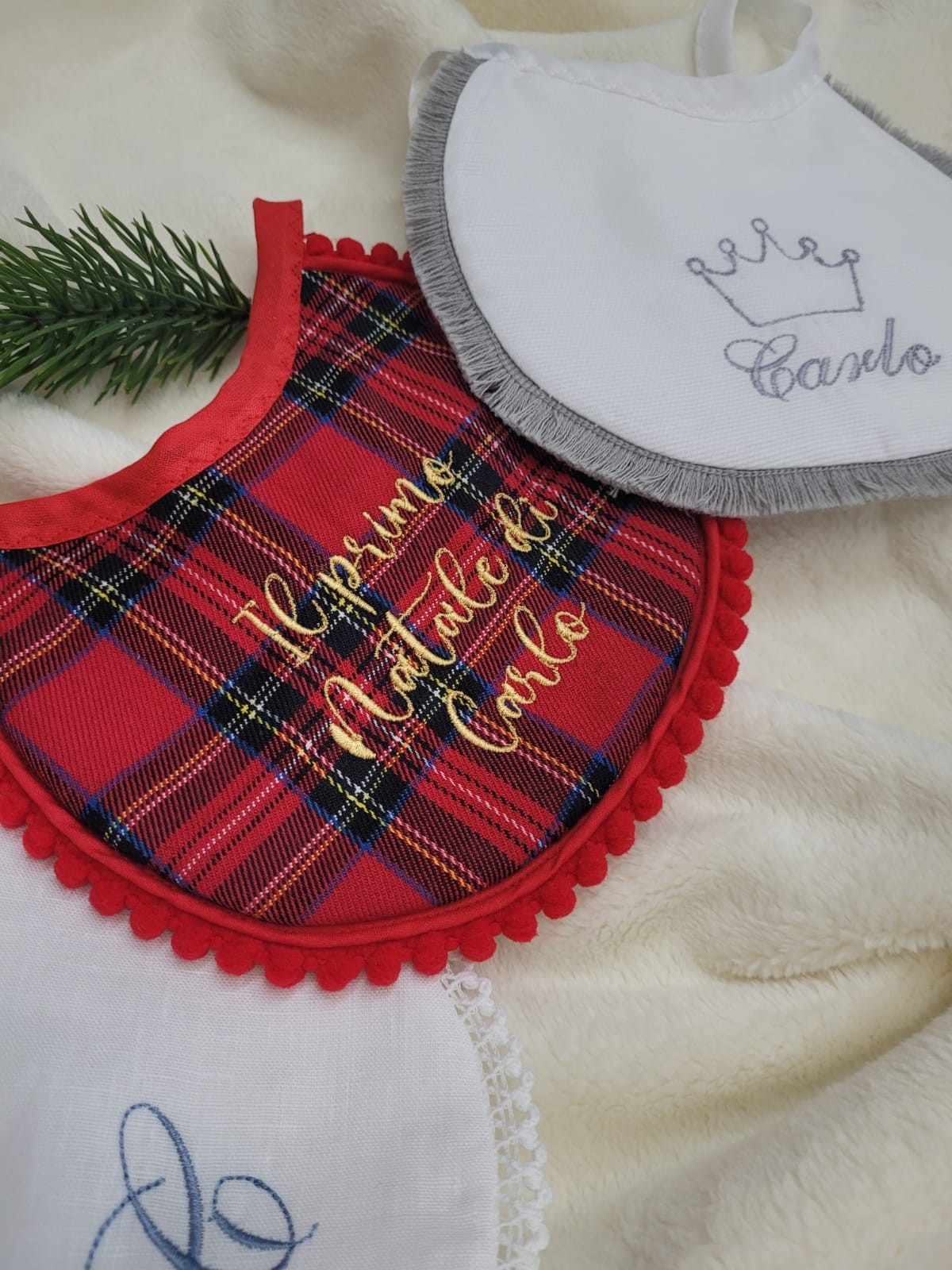 Bavaglino in tartan Il Primo Natale di