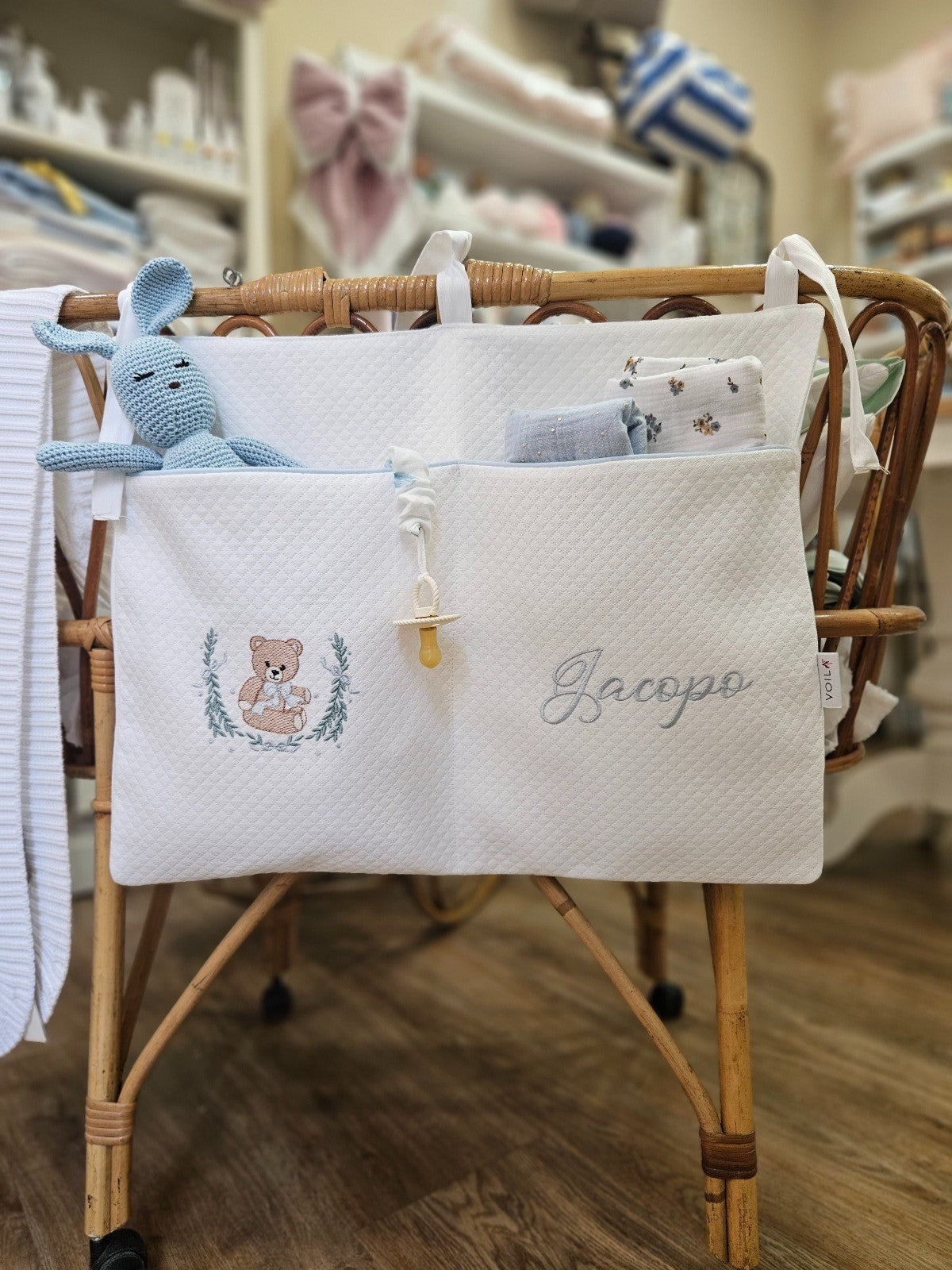 Marsupio da culla, pannello porta oggetti per culla