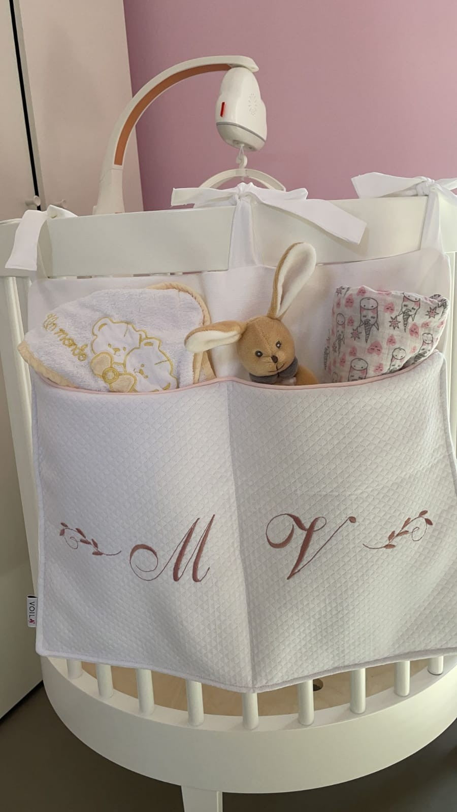 Marsupio da culla, pannello porta oggetti per culla