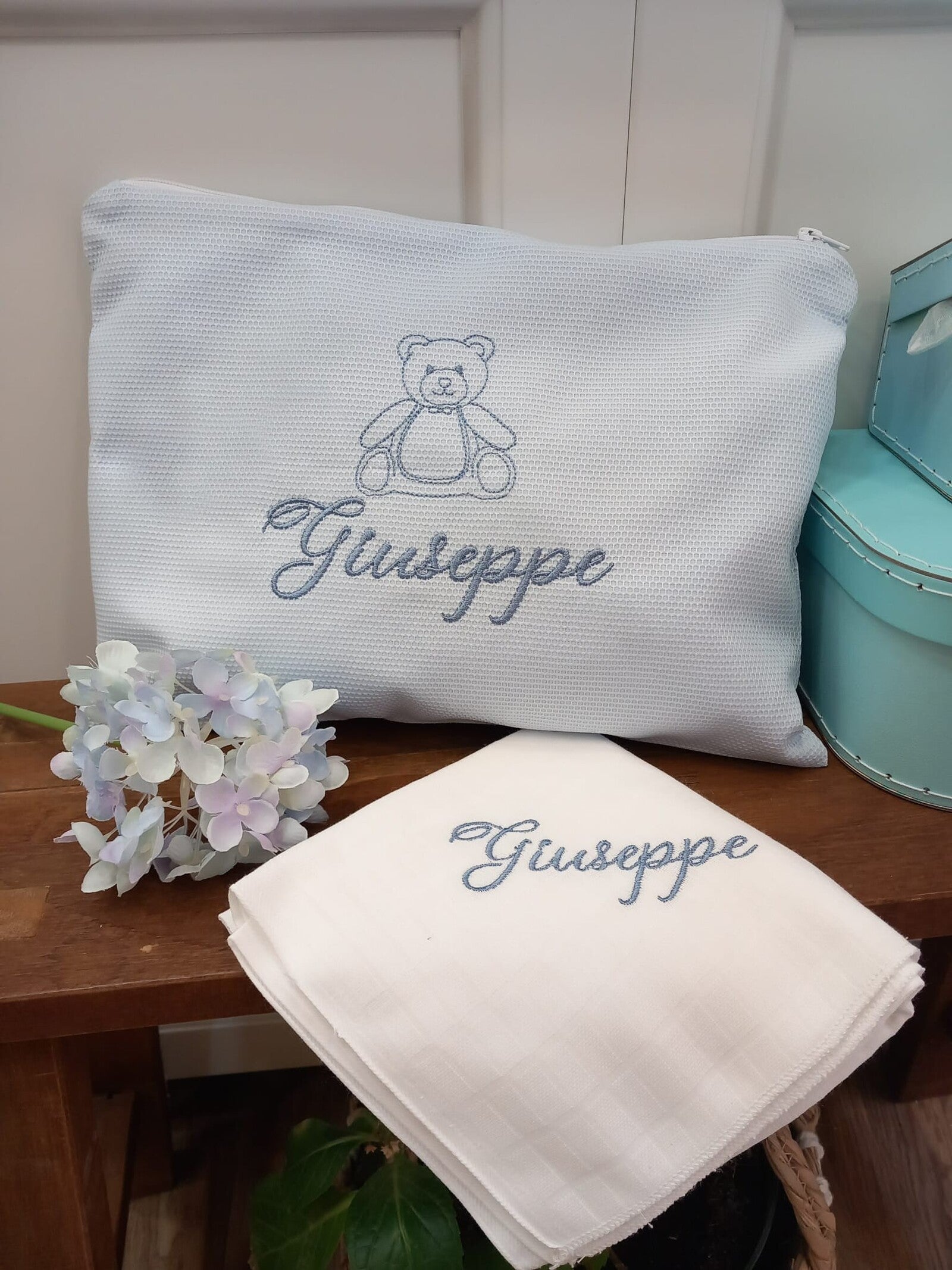 Borsello cambio Baby Love e quadrato di cotone