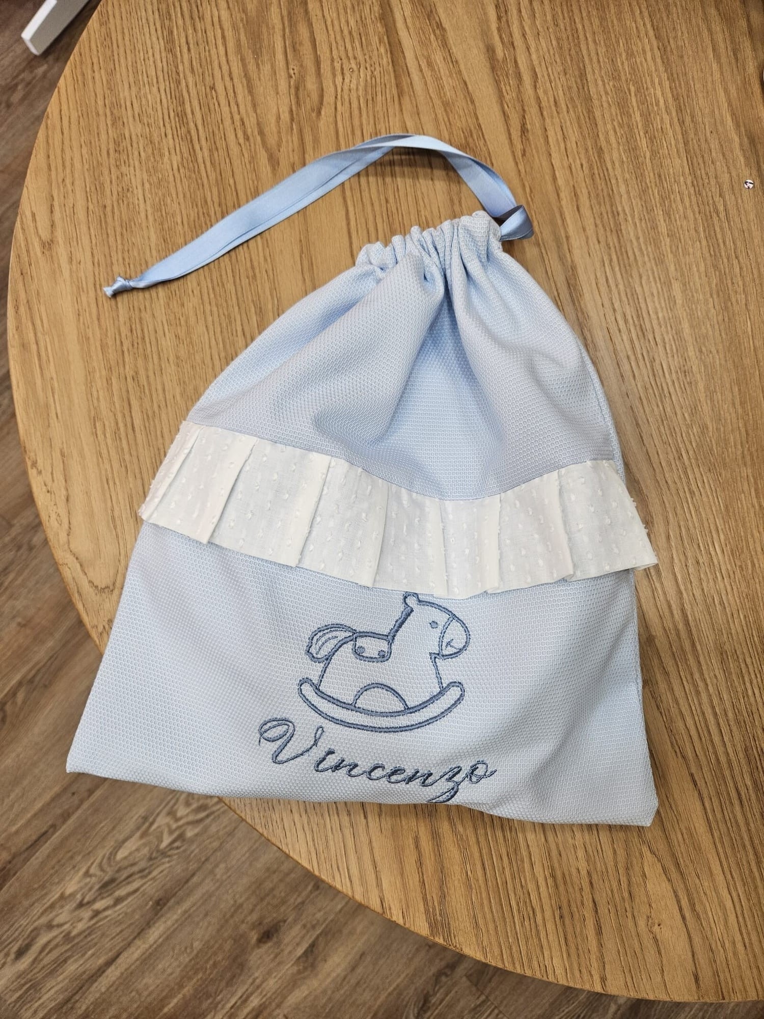 Sacca cambio baby love con rouche in plumetis