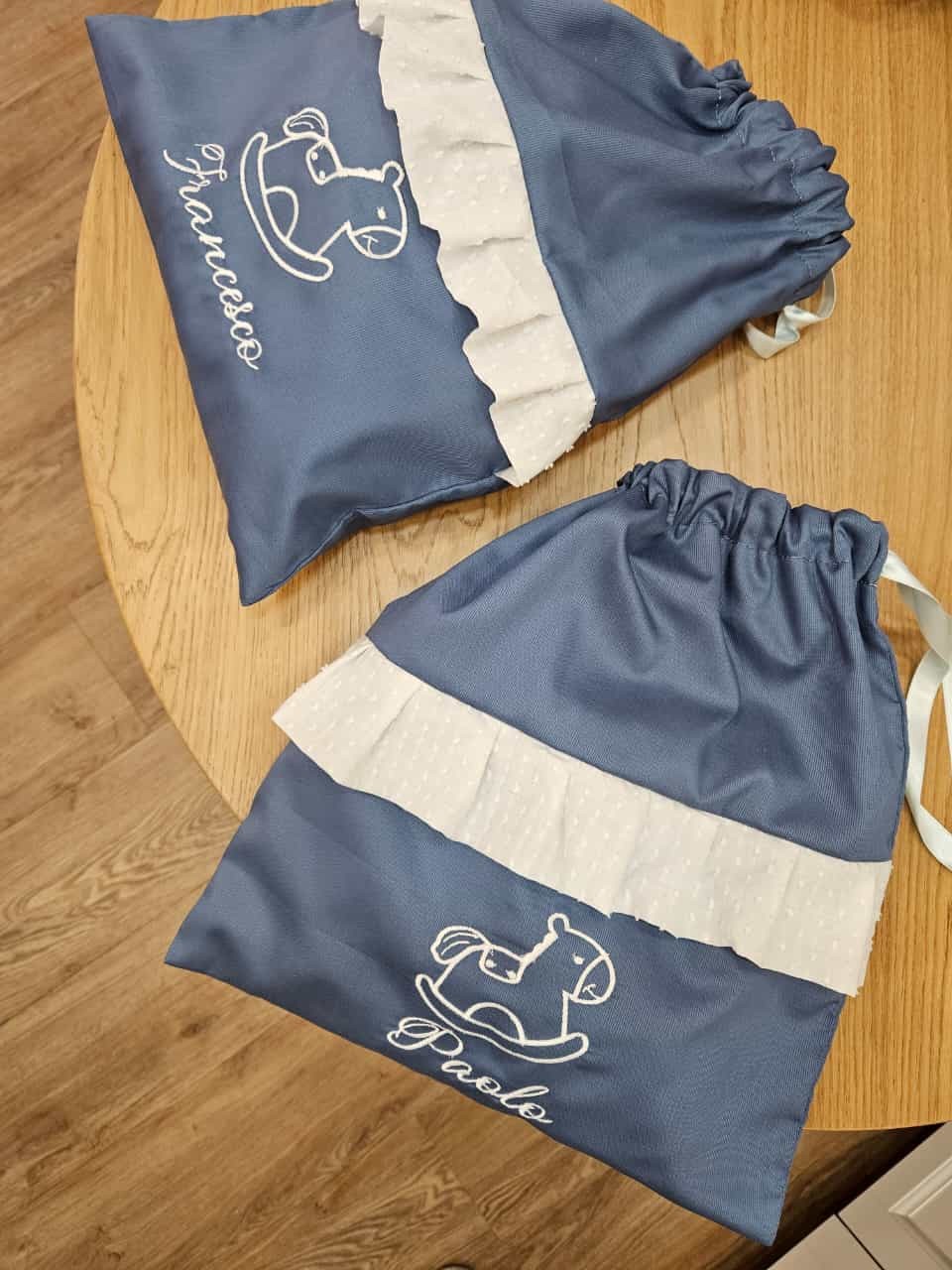 Sacca cambio baby love con rouche in plumetis