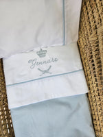 Coordinato nascita in cotone bianco con bavaglino