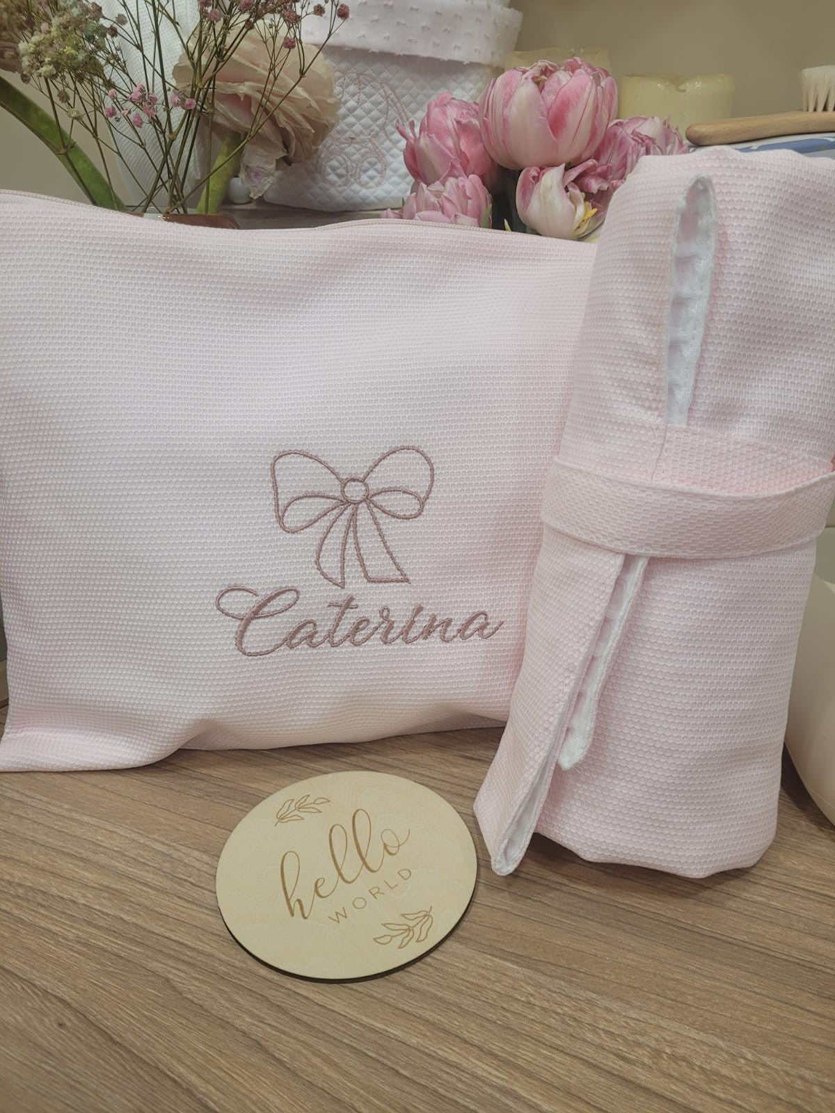 Coordinato per il Cambio, borsello e fasciatoio portatile Baby Love