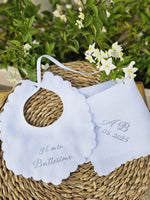 Bavaglino e fazzoletto battesimale con smerlo