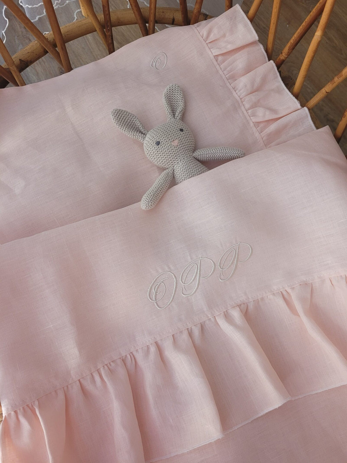 Lenzuolino in lino con rouche