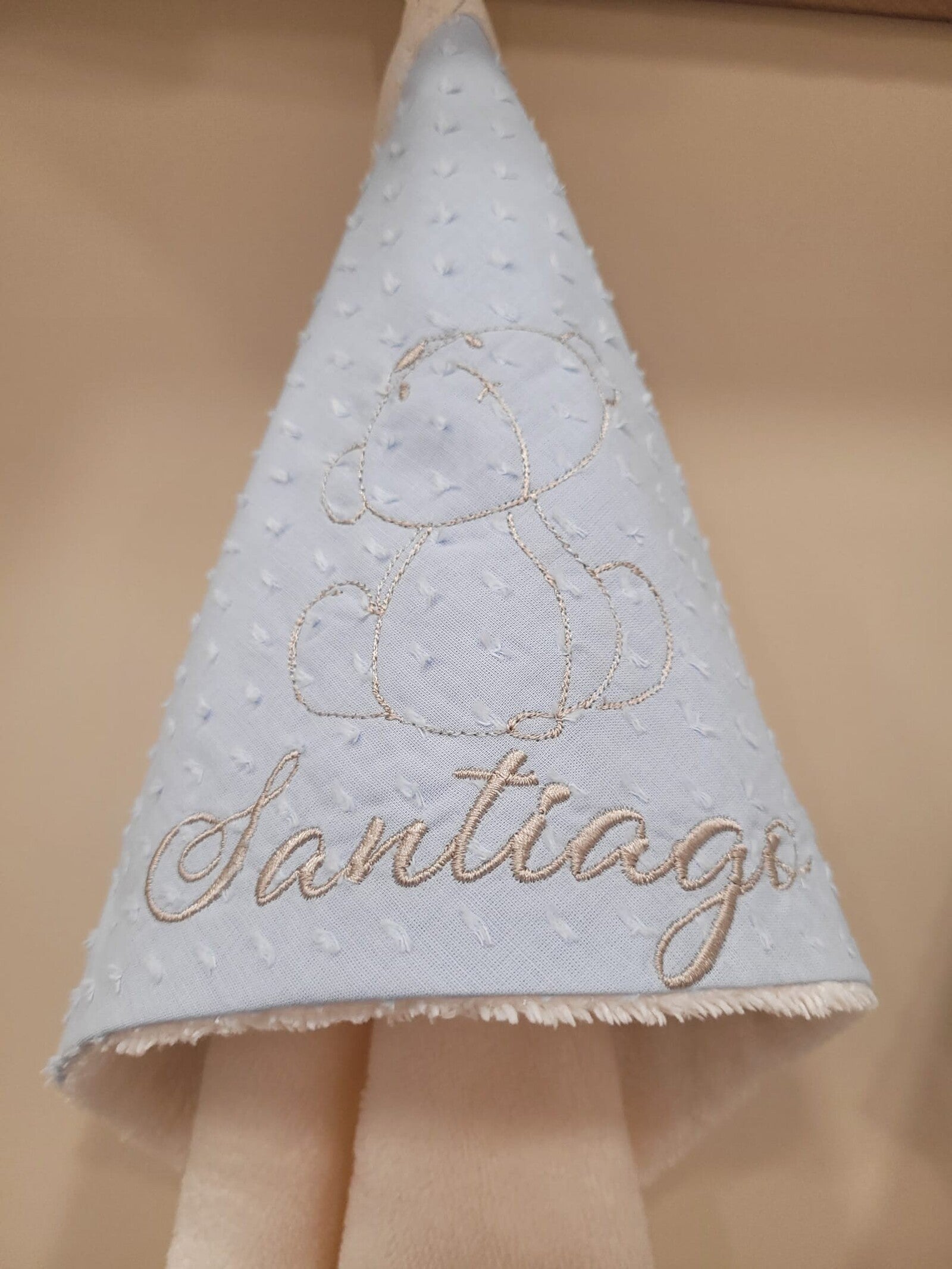 Accappatoio neonato in spugna di bamboo e plumetis