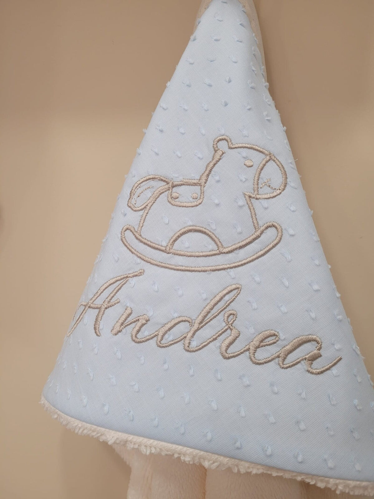 Accappatoio neonato in spugna di bamboo e plumetis