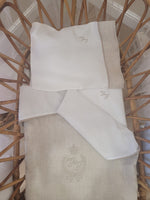 Completo da carrozzina in lino, copertina a sacco, lenzuolino di sotto e federa cuscino